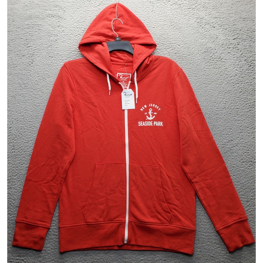 Ragwear Hoodie Womens Medium Red Ribbed Hem & Cuff Seaside Park Oversized Zip Up